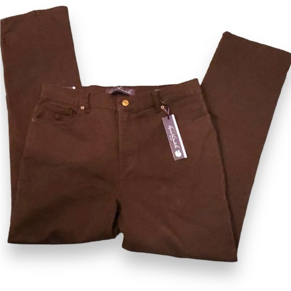 NWT Gloria Vanderbilt Amanda Size 14P Coffee Roast Brown Supreme Stretch Jeans - Picture 5 of 6